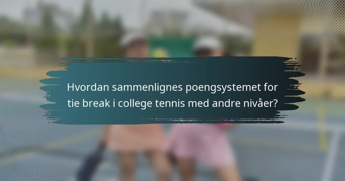 Hvordan sammenlignes poengsystemet for tie break i college tennis med andre nivåer?